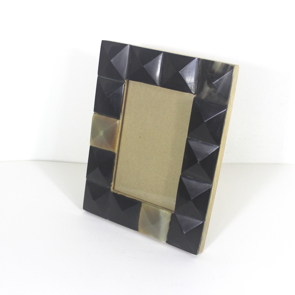 Vintage Rectangular Natural Horn Picture Frame 4x6 Easel Table Top Horizontal